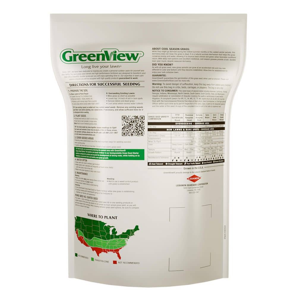 3 lbs. Pure Grass Seed Dense Shade Mixture – Covers up to 1,500 sq. ft. - Hercitys
