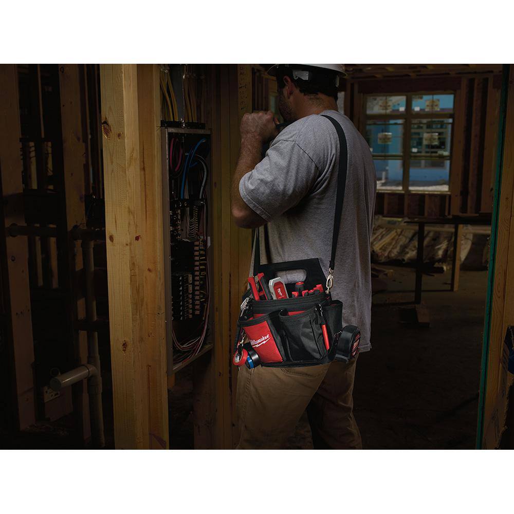 15-Pocket Electricians Tool Pouch with Quick Adjust Belt and 25 ft. Compact Auto Lock Tape Measure - Hercitys