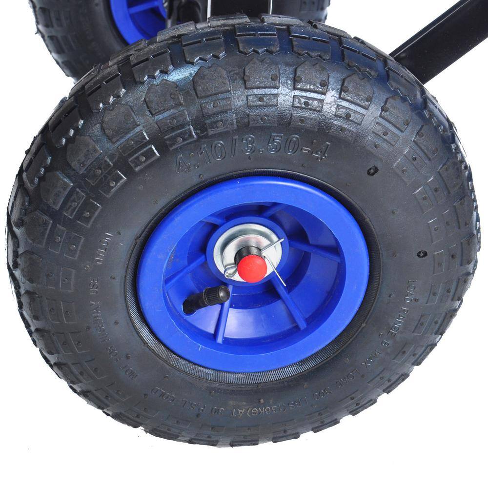 3 cu.ft. Steel Cargo Wagon with Removable Side Children Kids’ Pull-Along Wagons Garden Cart Blue - Hercitys