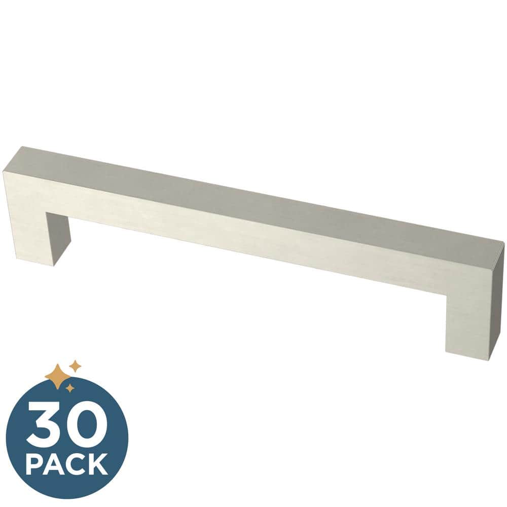 30-Pack Simple Modern Square 5-1/16 in. (128 mm) Modern Cabinet Drawer Pulls in Stainless Steel - Hercitys