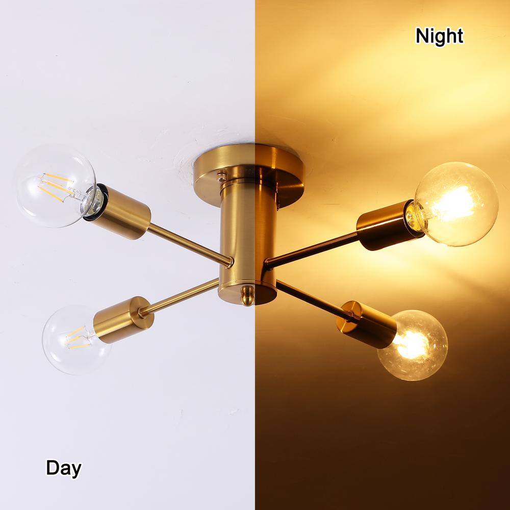 17.5 in. 4-Light Gold Sputnik Transitional Flush Mount Ceiling Lights - Hercitys