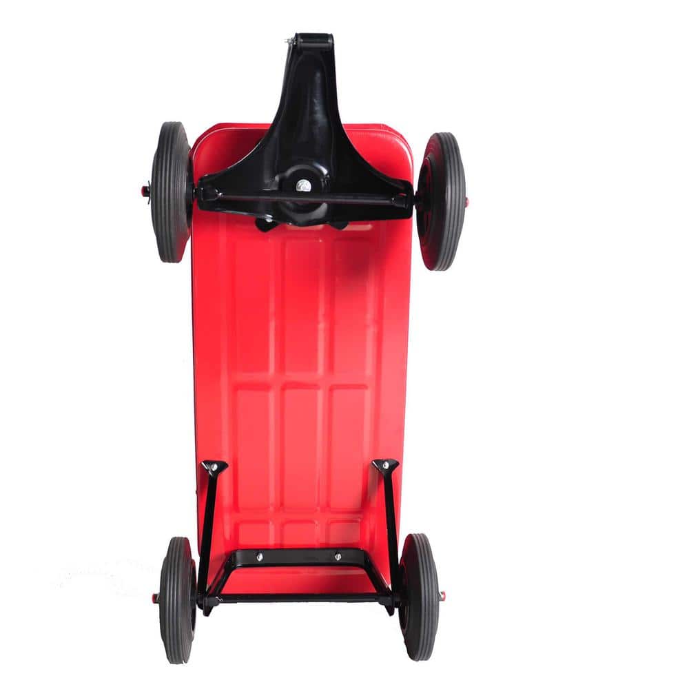 1.1 cu. ft. Metal Red Garden Cart with Solid Wheels and Adjusted handle - Hercitys
