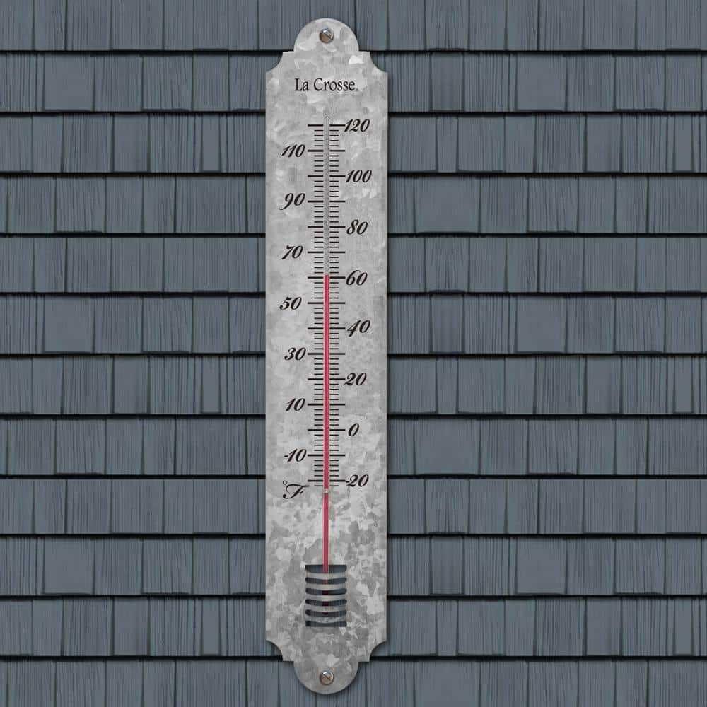 19.50 In. Galvanized Metal Analog Vertical Thermometer - Hercitys