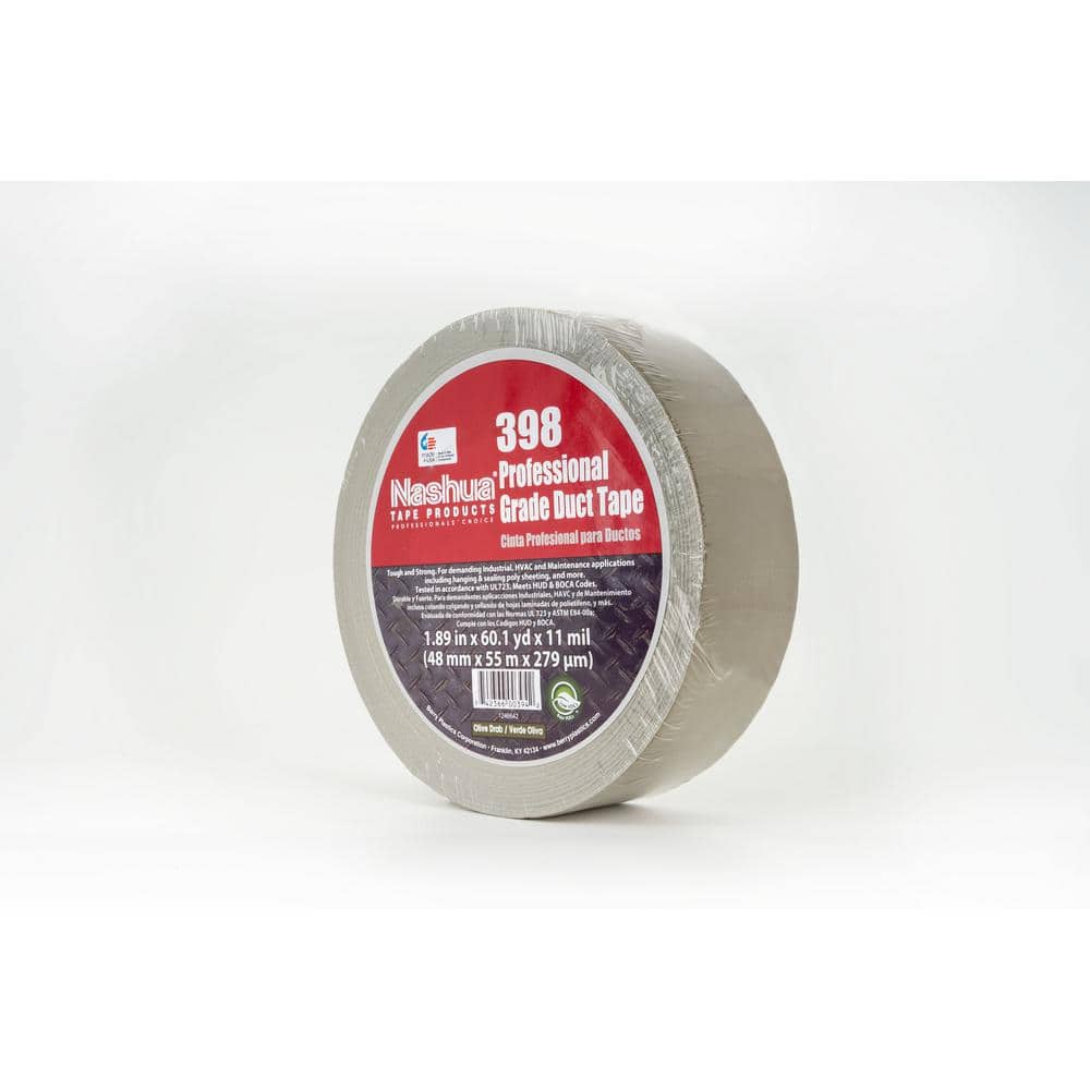 1.89 in. x 60.1 yds. 398 All-Weather Olive Drab HVAC Duct Tape - Hercitys