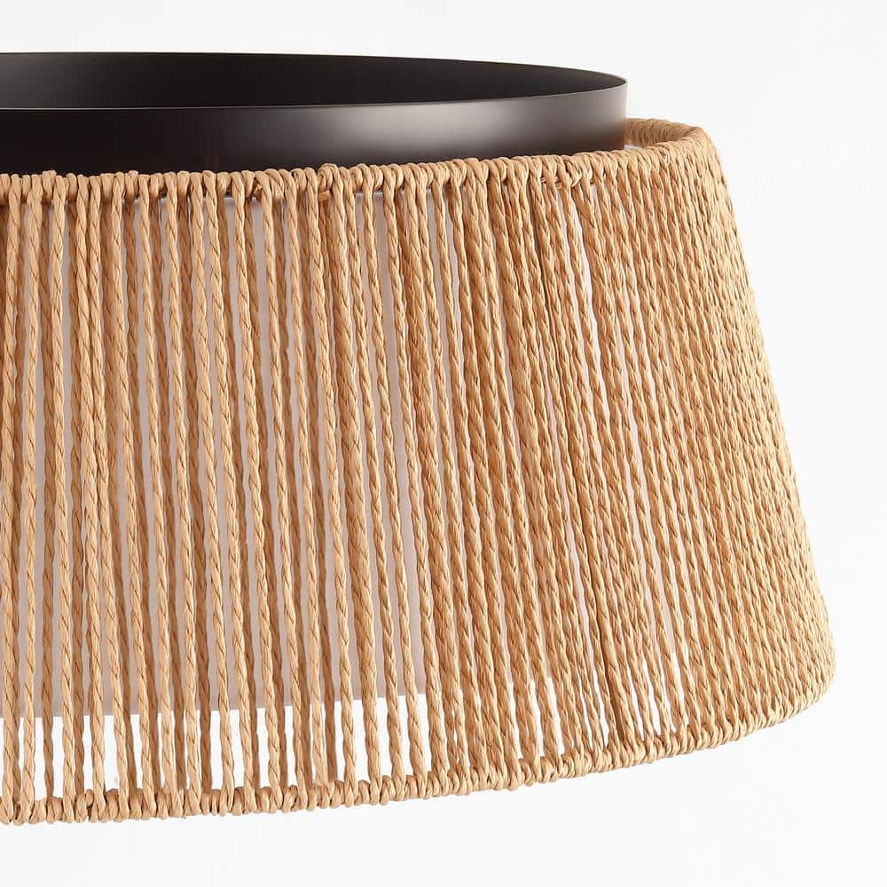 20 in. 3-Light Bronze Hand Woven Rope Flush Mount - Hercitys