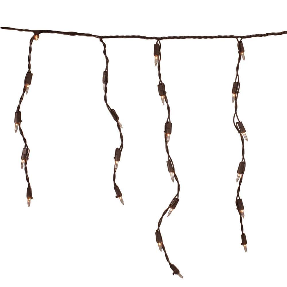 3.5 ft. Brown Wire 100-Count Clear Mini Icicle Christmas Light - Hercitys