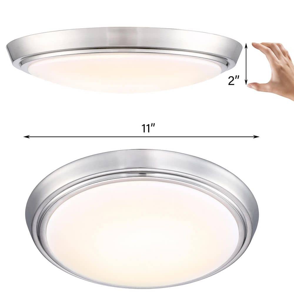 1-Light Brushed Nickel Selectable LED Flush Mount Ceiling Light - Hercitys