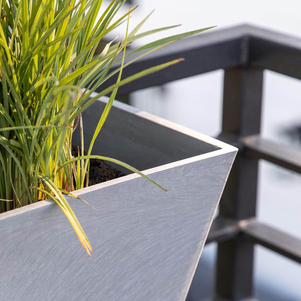 36 in. x 10 in. Gray Plastic Railing Window Box - Hercitys