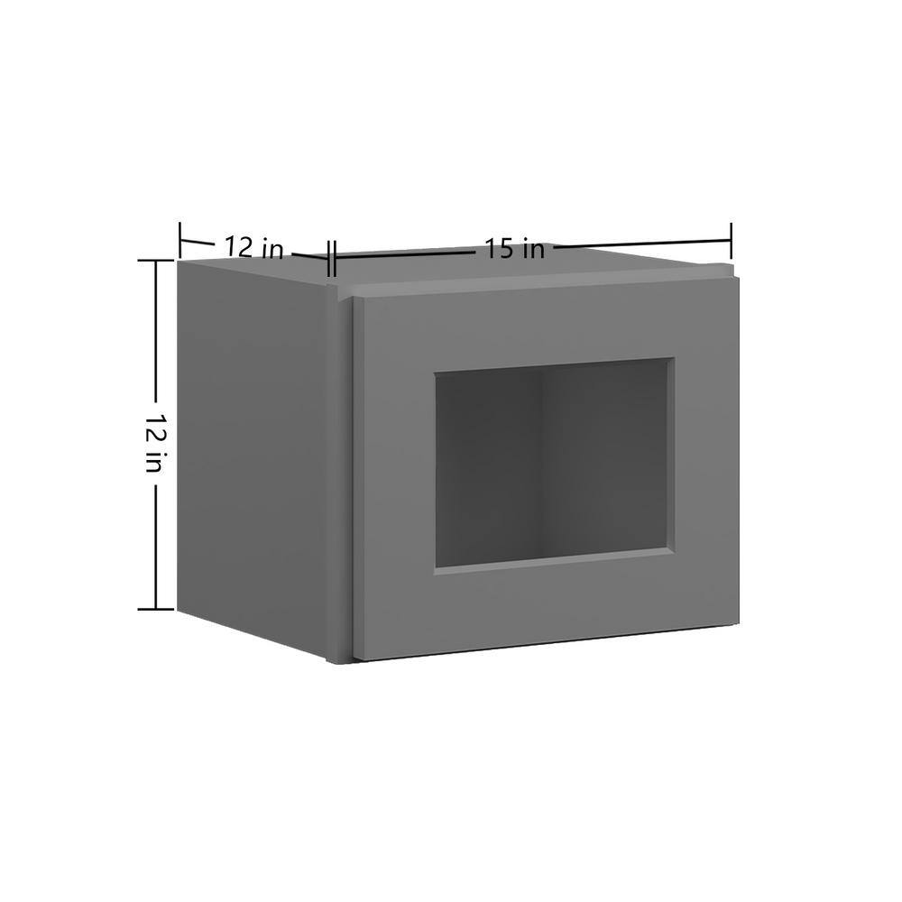 15-in W x 12-in D x 12-in H in Shaker Grey Plywood Ready to Assemble Wall Cabinets without Glass - Hercitys