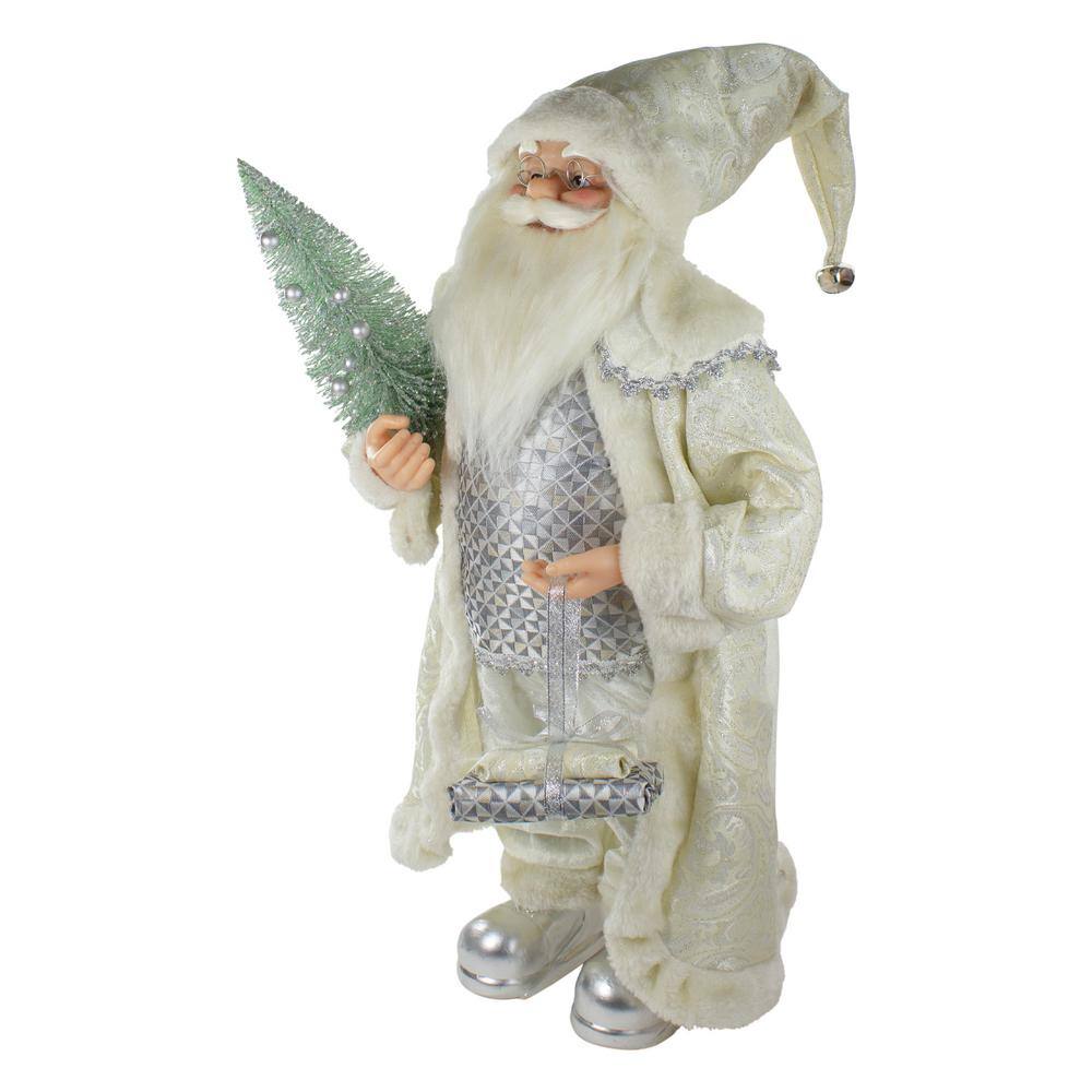 2 ft. Standing Santa Christmas Figure Carrying a Green Pine Tree - Hercitys