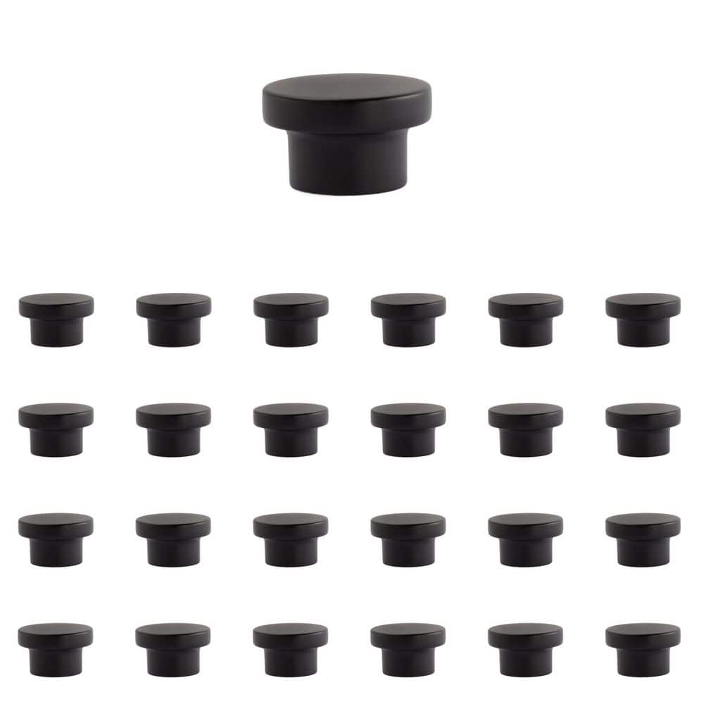 25-Pack Ethan 1-1/4 in. (32 mm) Modern Matte Black Round Cabinet Knob - Hercitys