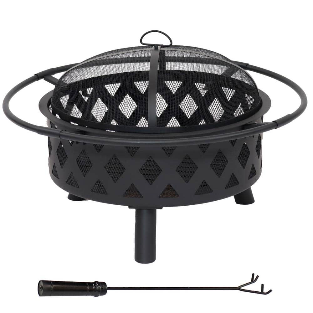 30 in. (76.2 cm) Black Crossweave Fire Bowl Fire Pit - Hercitys