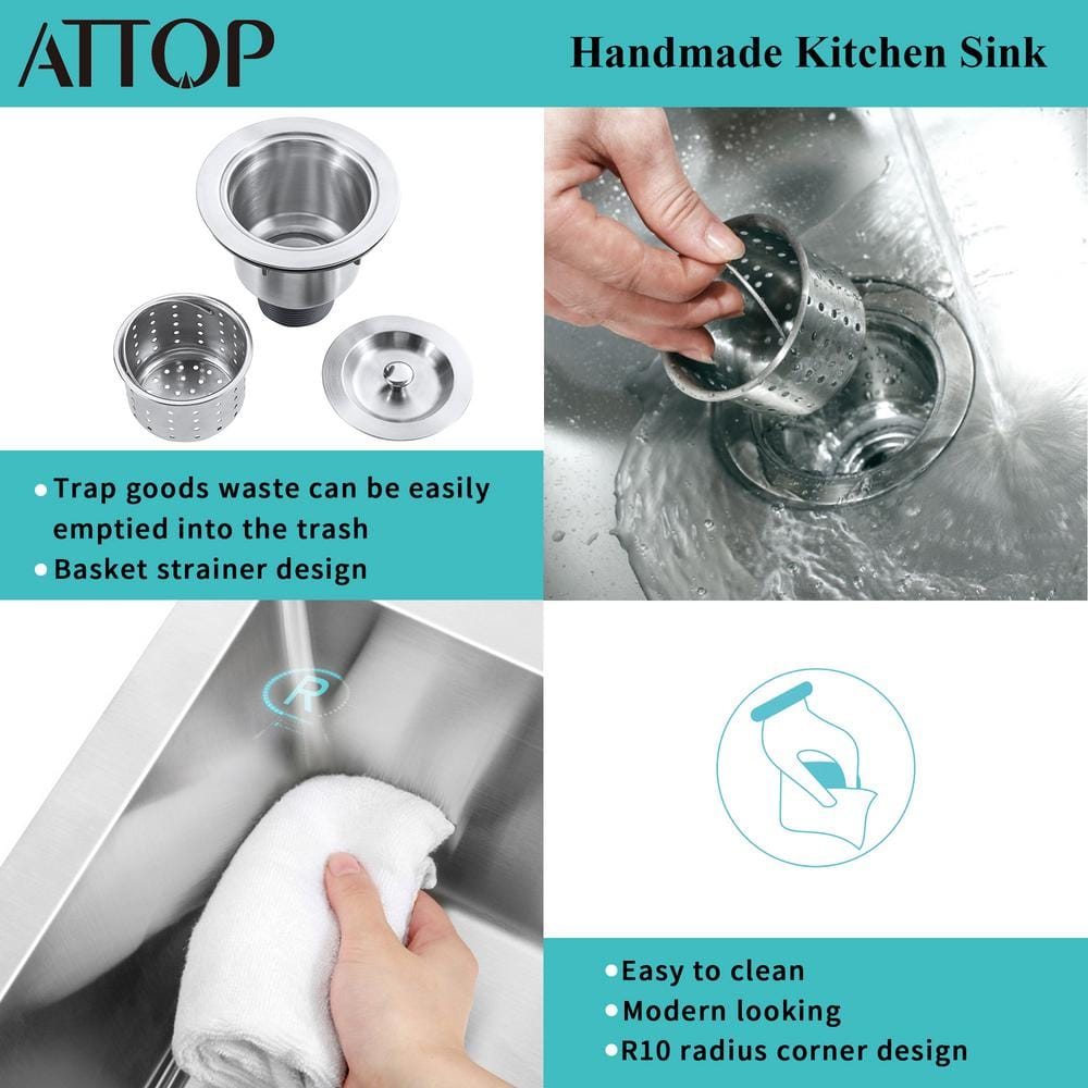 18-Gauge Stainless Steel 32 in. Single Bowl Undermount Kitchen Sink - Hercitys