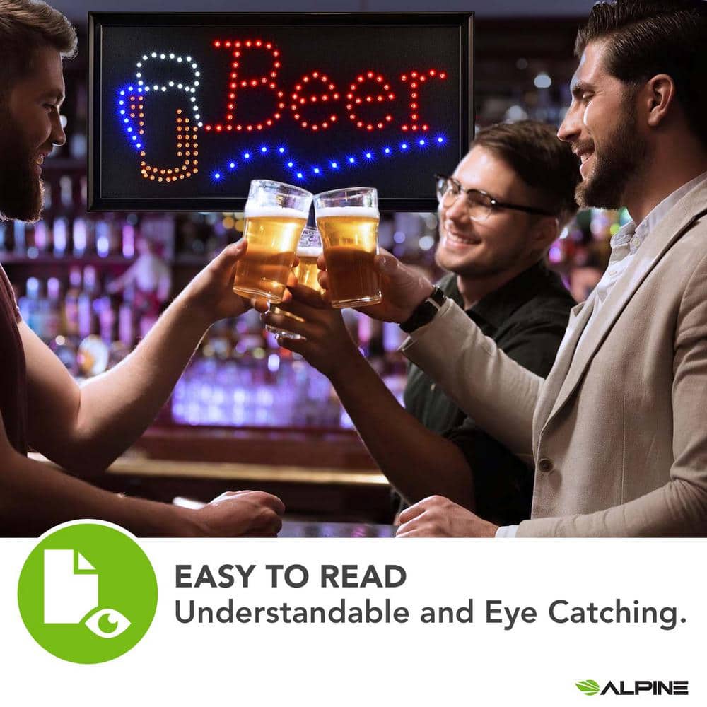 19 in. x 10 in. LED Rectangular Beer Sign with 2 Display Modes (2-Pack) - Hercitys