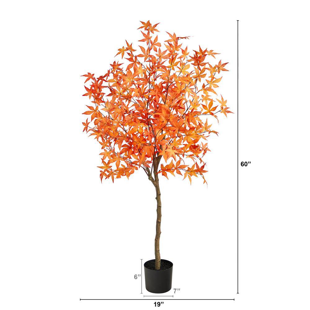 5 ft. Orange Autumn Maple Artificial Tree - Hercitys