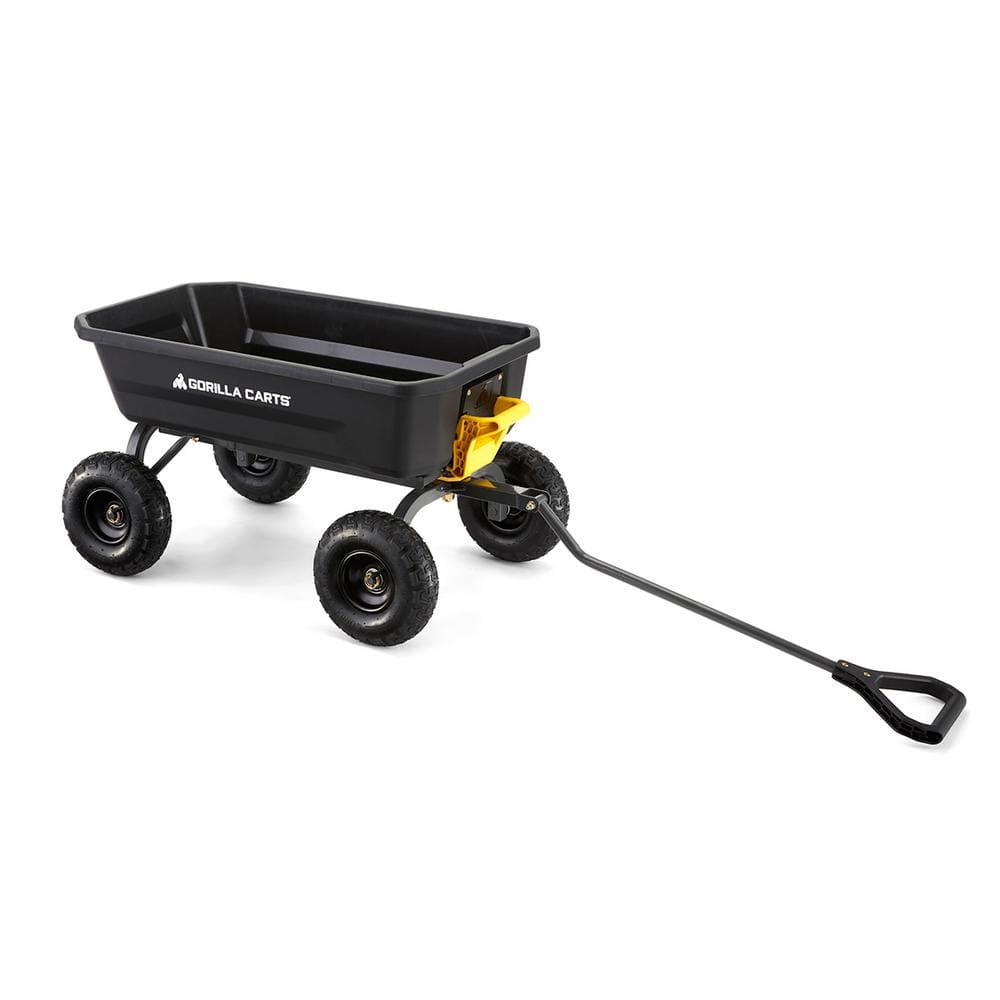 4 cu. ft. Patented Poly Dumping Garden Cart, 600 lbs. Capacity, 35 in. x 22 in. x 8 in. Bed, 10 in. Pneumatic Tires - Hercitys