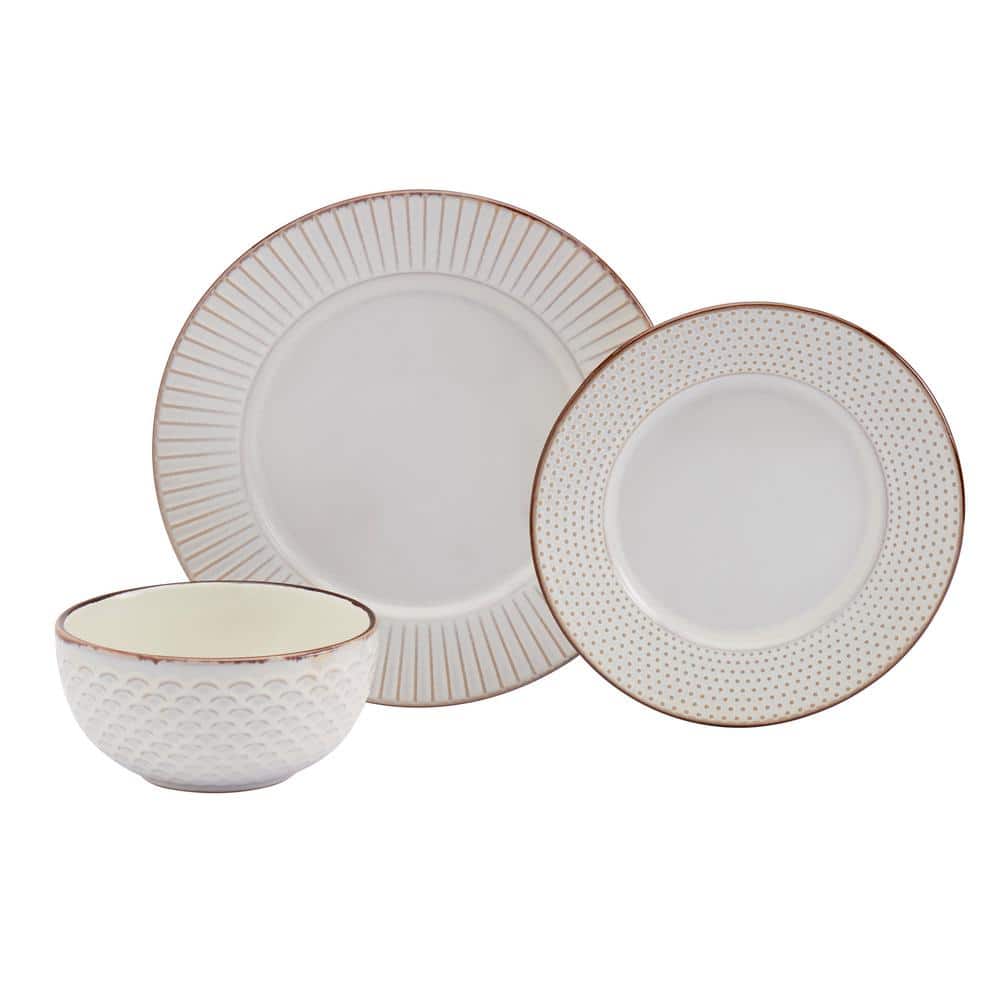 12-Piece Monroe Ivory Stoneware Dinnerware Set (Service for 4) - Hercitys
