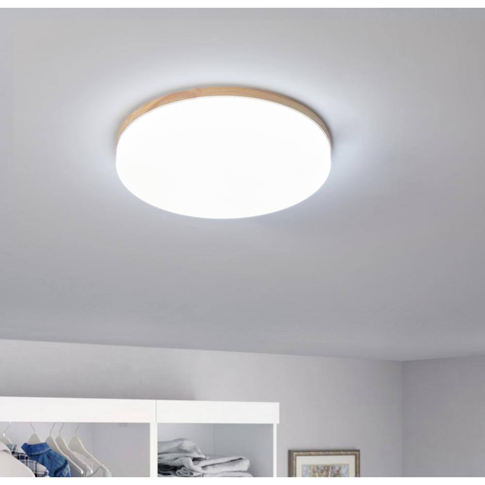 15 in. 1-Light White Creative Design Simple Circle 25-Watt Integrated LED Flush Mount Ceiling Lighting - Hercitys