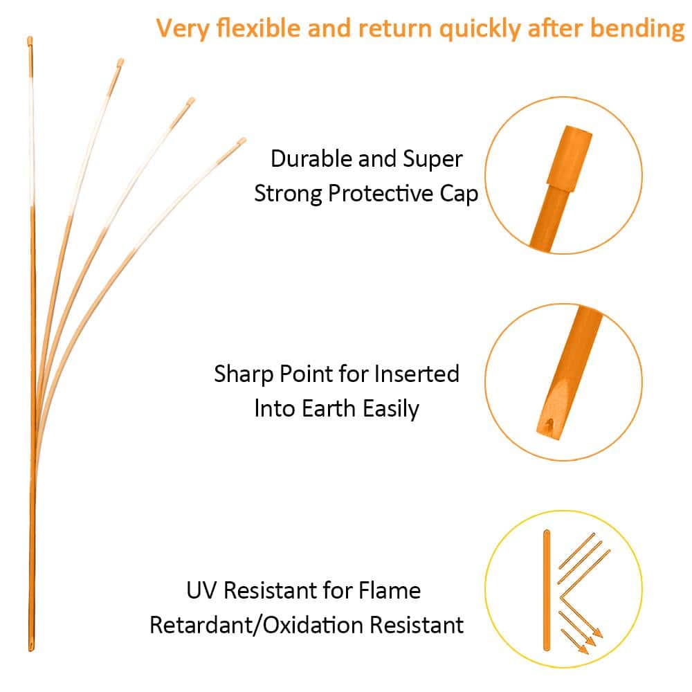 24 in. Hollow Reflective Driveway Markers Driveway Poles for Easy Visibility at Night,5/16 in. Dia Orange, (50-Pack) - Hercitys