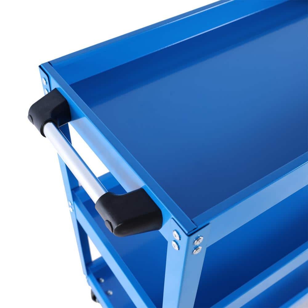 3 Tier Rolling Mechanic Tool Cart, Heavy Duty Steel Utility Cart with Lockable Wheels, 450 lbs. Capacity - Hercitys