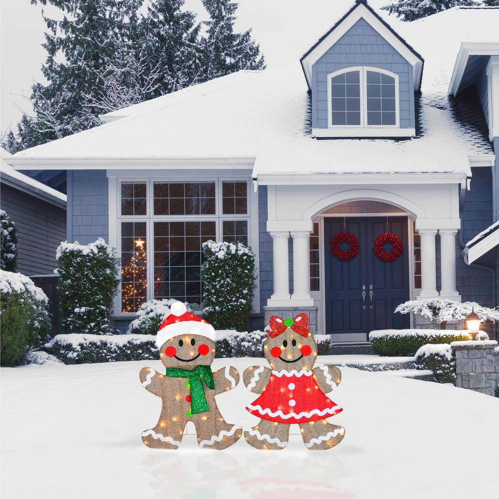 35 in. Pre-Lit Gingerbread Cookie Couple - Hercitys