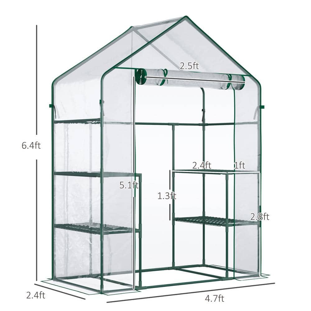 29 in. W x 56 72 in. D x 77 72 in. H Steel Dark Green Walk-in Greenhouse with 3-Tier Shelving - Hercitys