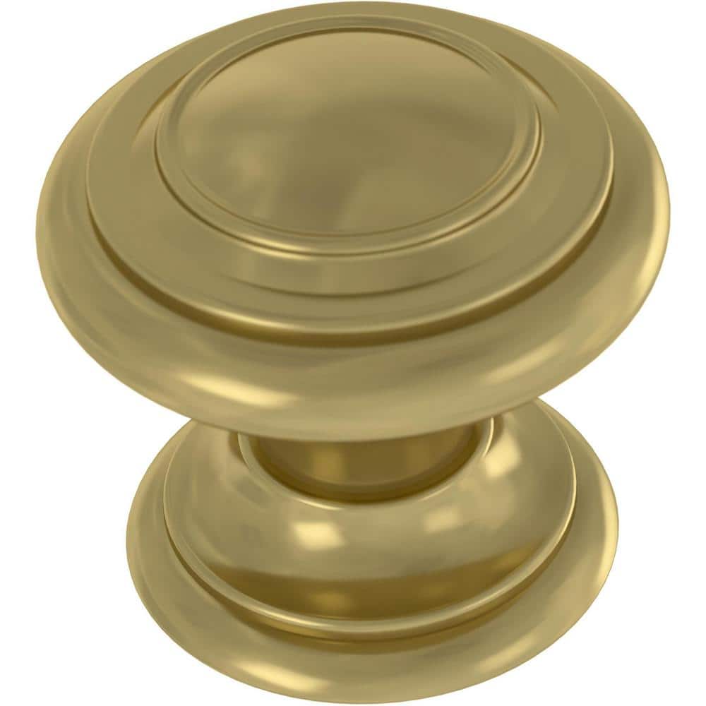 10-Pack Simple Double Ring 1-1/8 in. (29 mm) Classic Satin Gold Round Cabinet Knobs - Hercitys