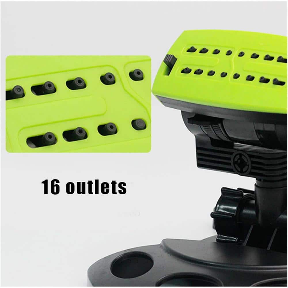 3200-sq. ft. Revolving Sprinkler 16-Hole Oscillating Sprinkler with Angle & Outlet and Spraying Adjustment, Green Finish - Hercitys