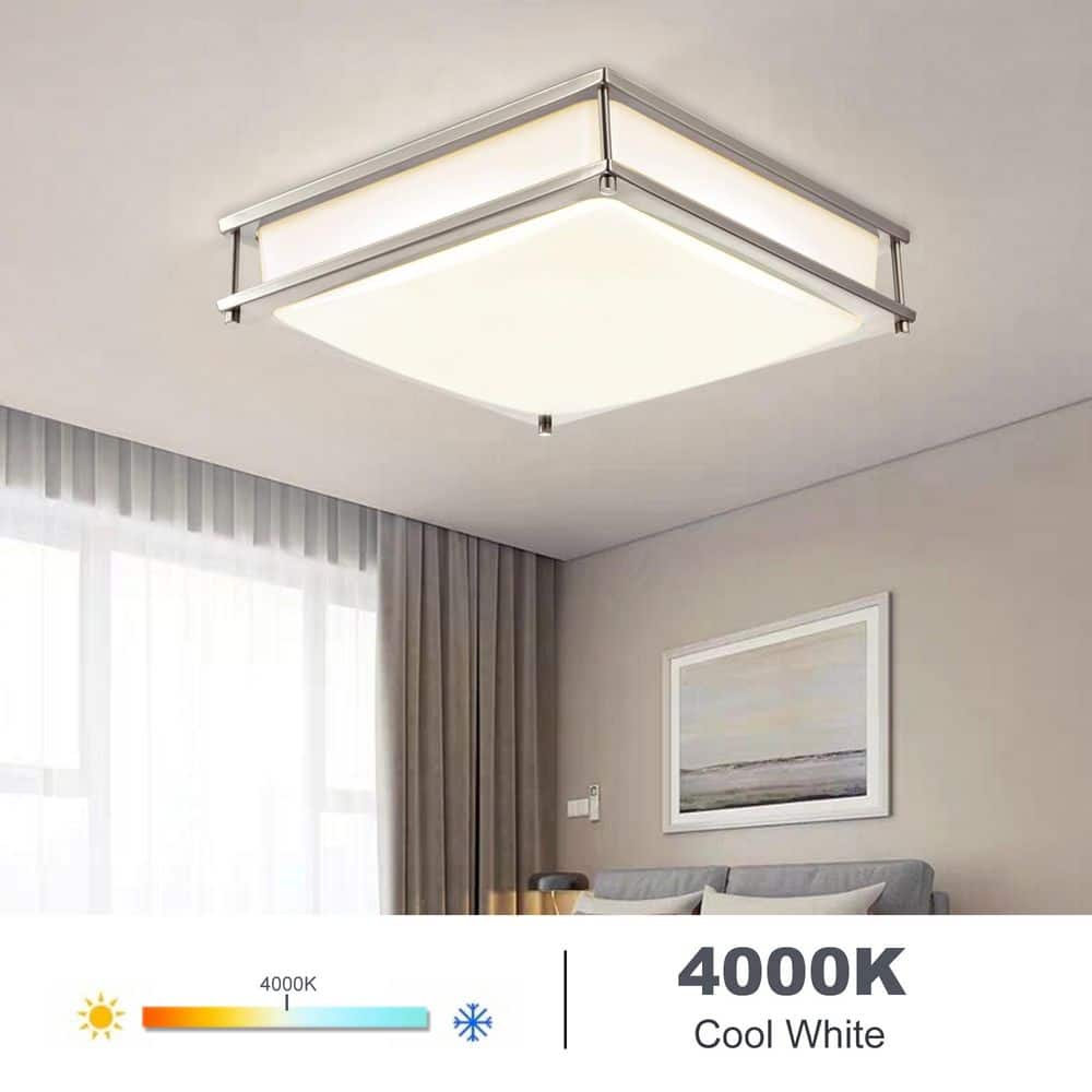 12 in. Oil Rubbed Matte Grey Dimmable Square LED 4000K Cool White Flush Mount Ceiling Light - Hercitys