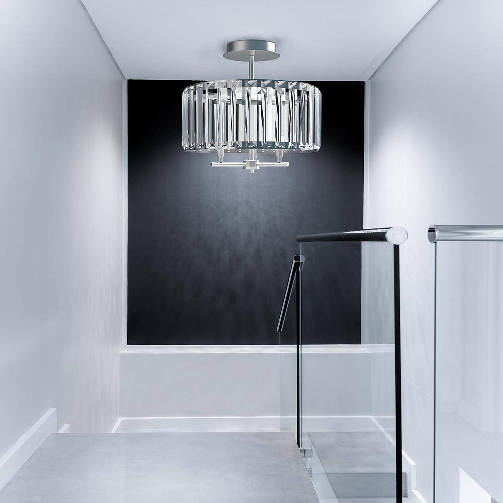 3-Light Crystal Semi Flush Mount Ceiling Light - Hercitys