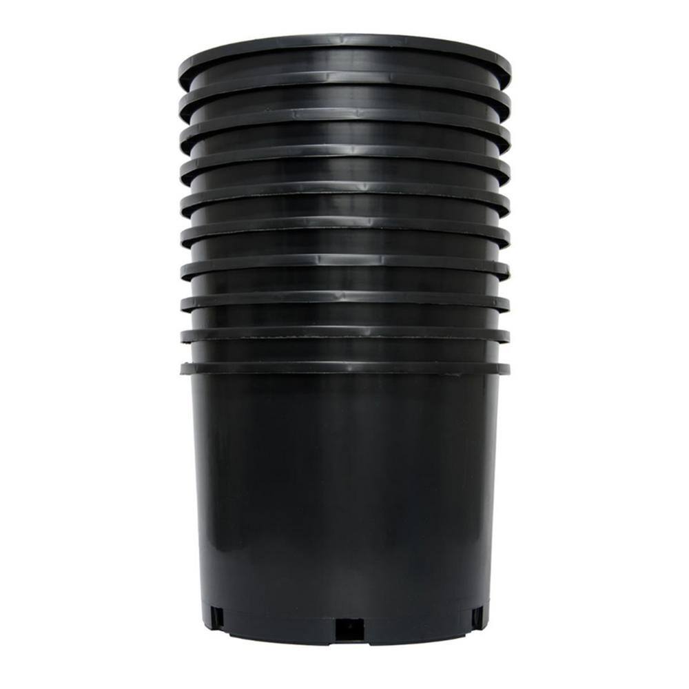 11 in. W x 21 in. H 5 Gal. Premium Nursery Black Plastic Planter Garden Grow Pots (Set of 10) - Hercitys