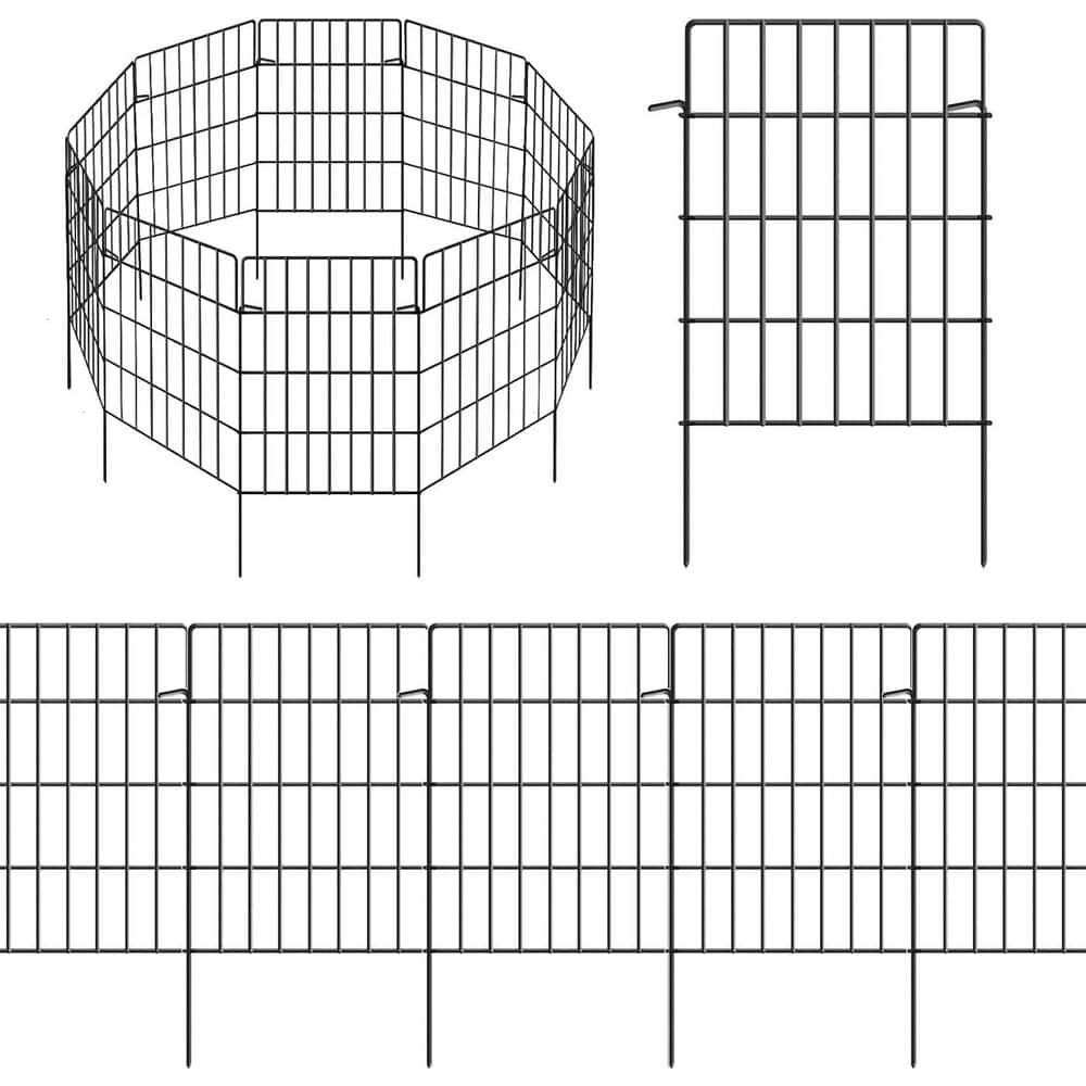 24 in. Metal Decorative Garden Fence Rustproof Animal Barrier Dog Rabbit Fence Flower Bed Landscape Fencing 25 Pack - Hercitys