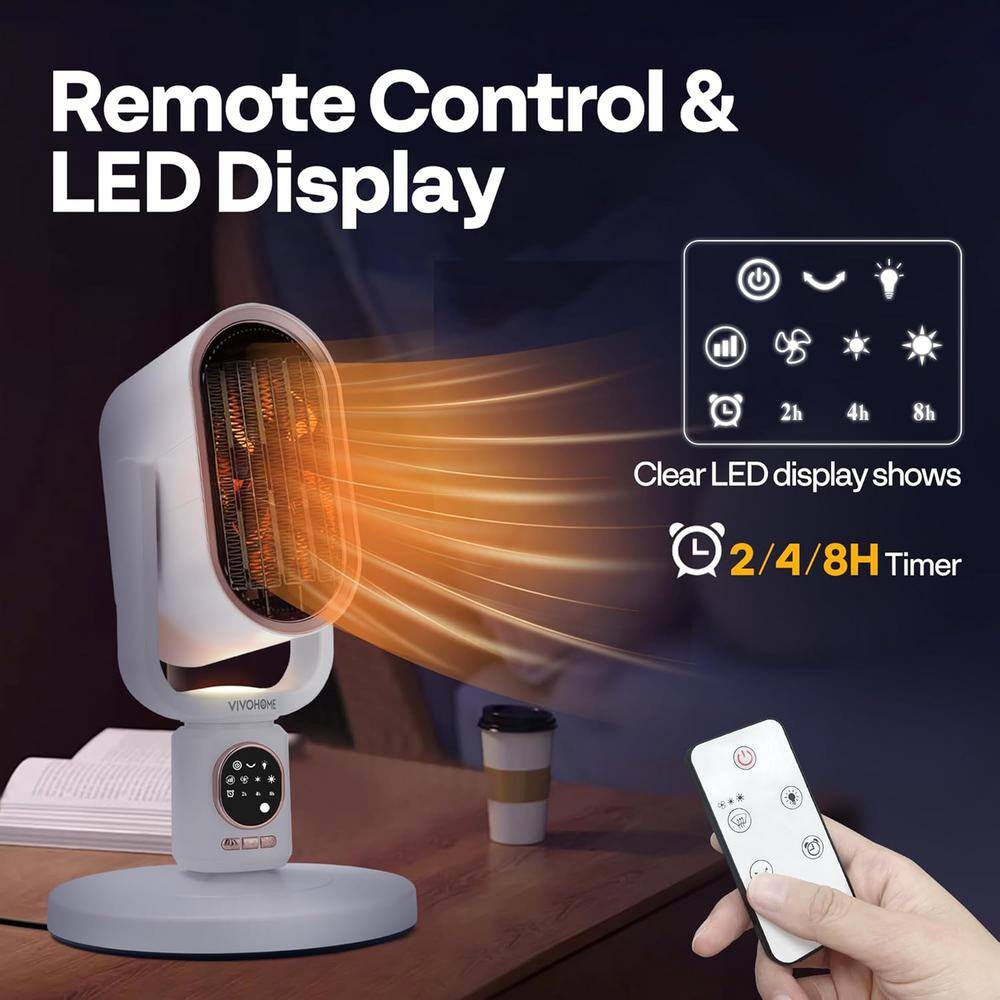 1200-Watt 30 in. Electric 3D Oscillating Ceramic Convection Space Heater with Remote, Timer and Night Light - Hercitys