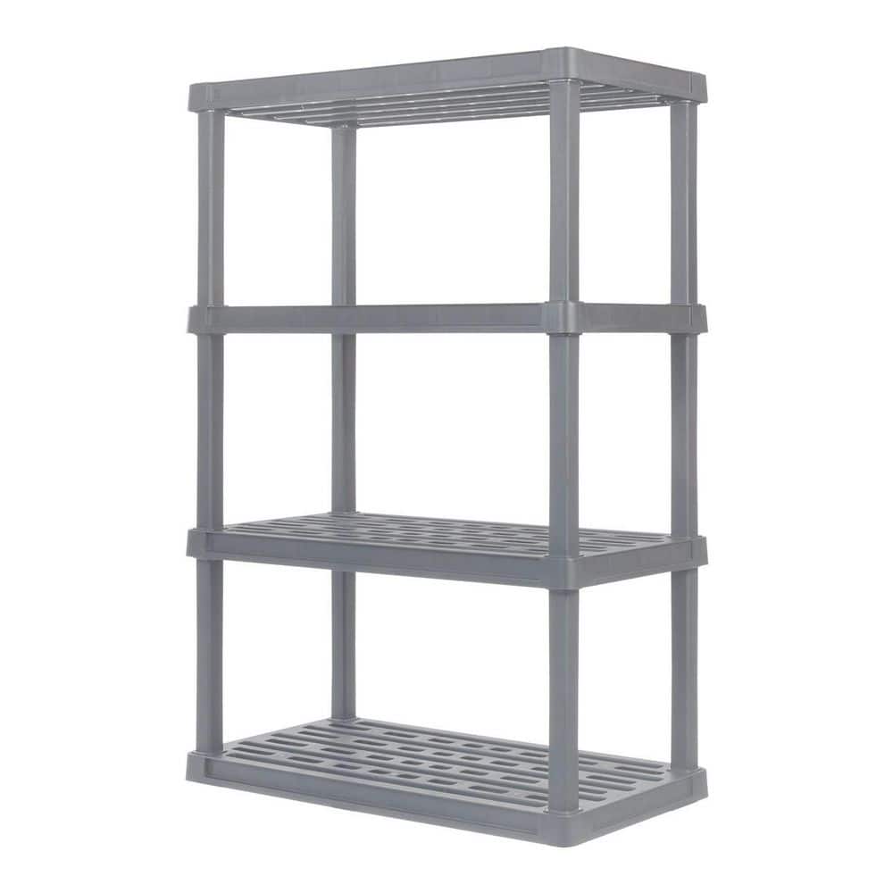 4-Tier Large Plastic Garage Storage Shelving Unit, Gray (18 W x 56 H x 36 D) - Hercitys
