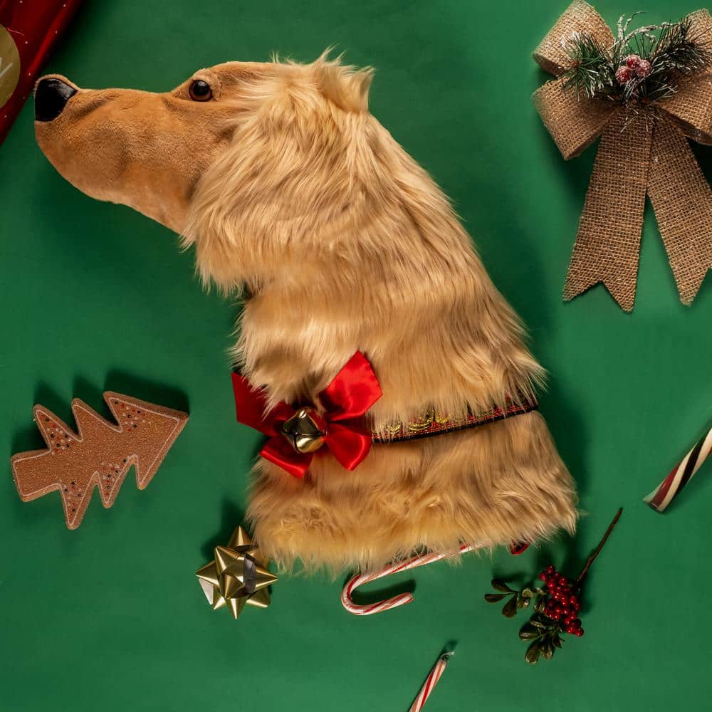 22 in. Golden Retriever Dog Faux Fur Christmas Stocking - Hercitys