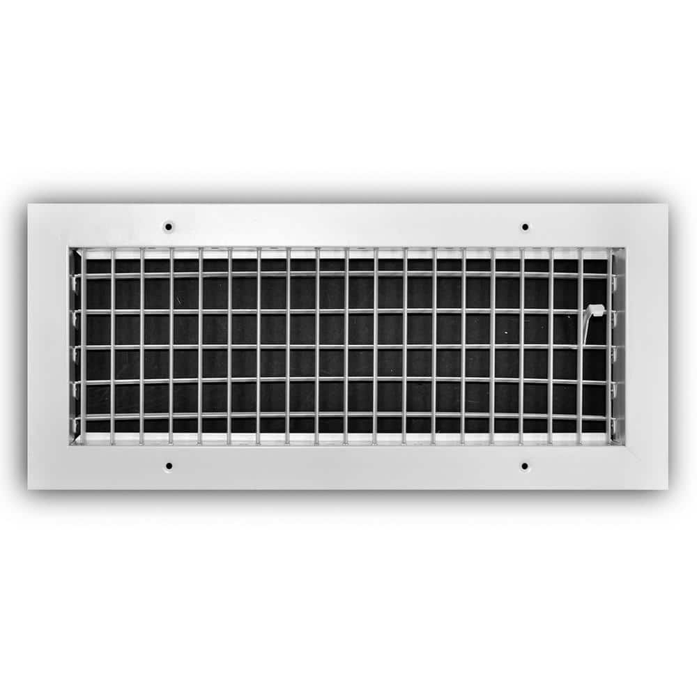 12 in. x 6 in. 1-Way Aluminum Adjustable Wall/Ceiling Register in White - Hercitys