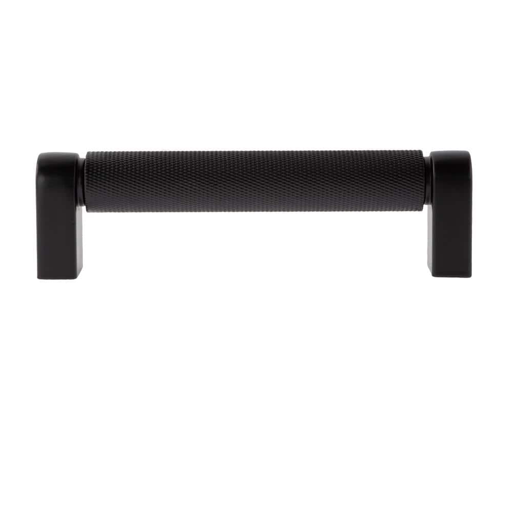 5-Pack Kent Knurled 4 in. (102 mm) Center-to-Center Industrial Matte Black Bar Drawer Pull - Hercitys