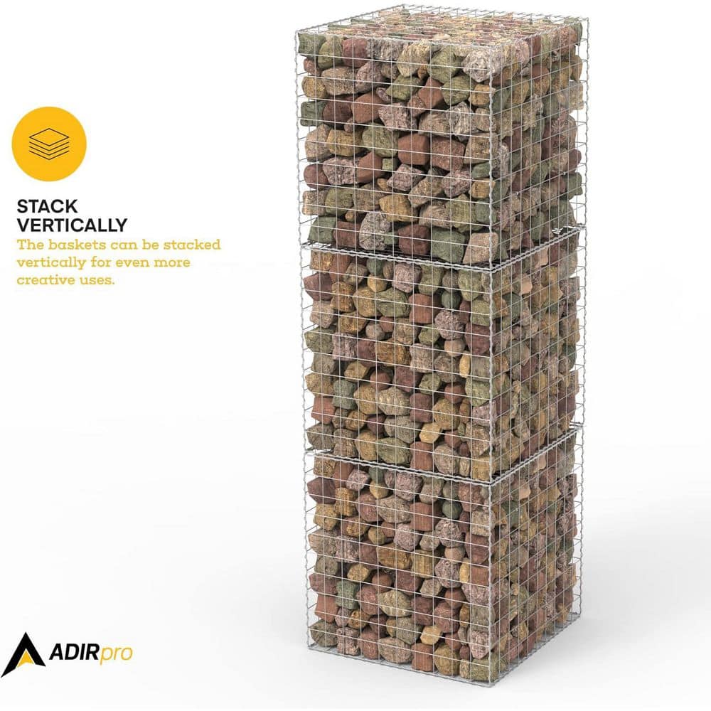 36 in. L x 36 in. W x 36 in. H Gabion Stone Basket Galvanized Steel Garden Fence - Hercitys