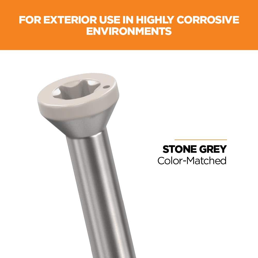 2-1/2 in. #8 316 Stainless Steel Stone Gray Premium Star Drive Trim Screws (350-Count) - Hercitys