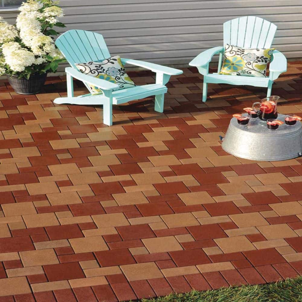 4 in. x 8 in. Pavers with Grid 16 in. x 16 in. x 1.75 in. Redwood Composite (1 unit / 1.78 sq. ft.) - Hercitys
