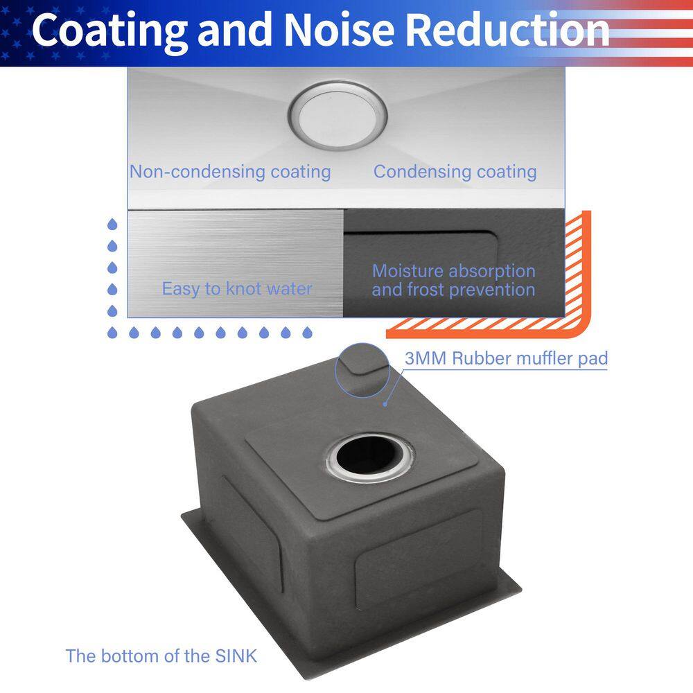 17 in. L x 19 in. W Undermount Single Bowl 16-Gauge Stainless Steel Kitchen Sink in Brushed Nickel - Hercitys