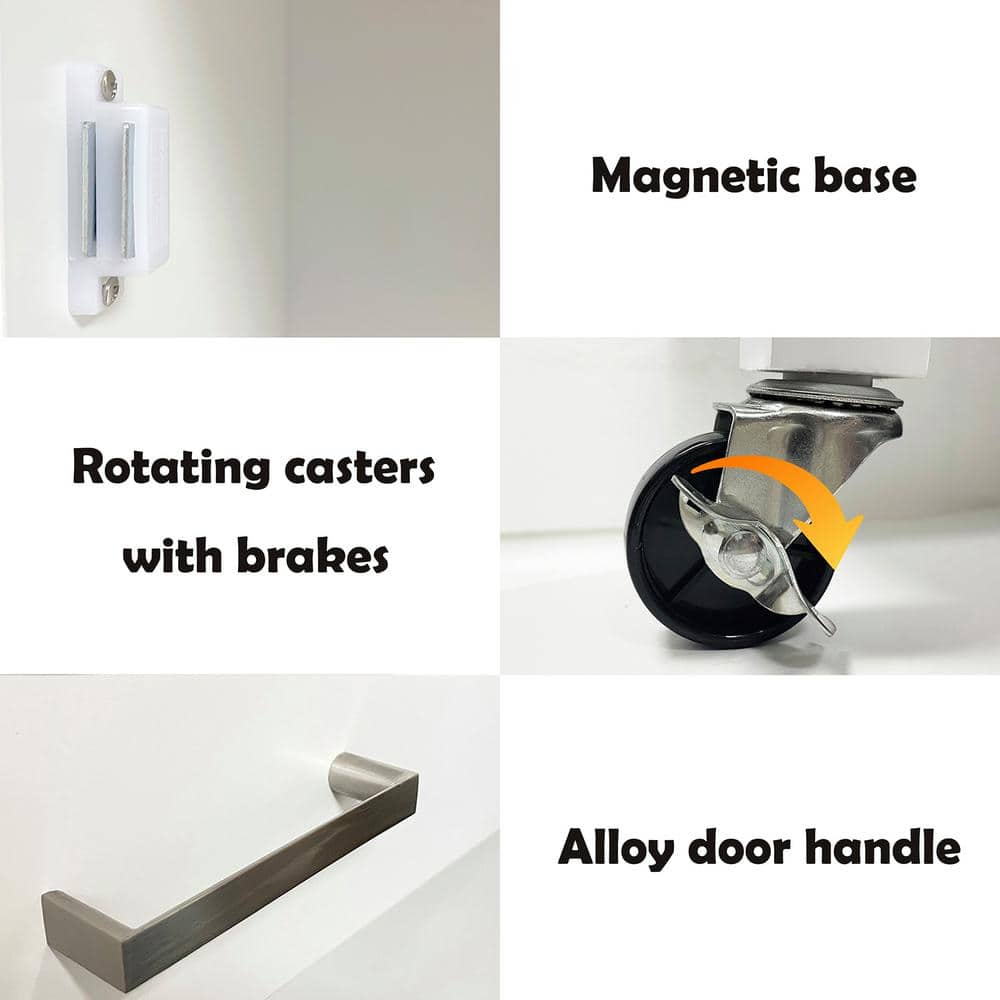 32.68 in. W Kitchen Cart in White with Solid Rubberwood Countertop - Hercitys