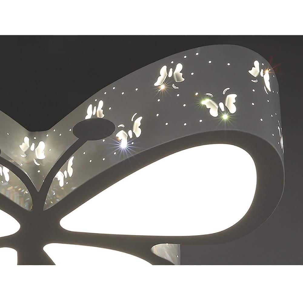 19.7 in. White Creative Butterfly Shape Flush Mount Ceiling Light with Acrylic Shade and Integrated LED Light Included - Hercitys