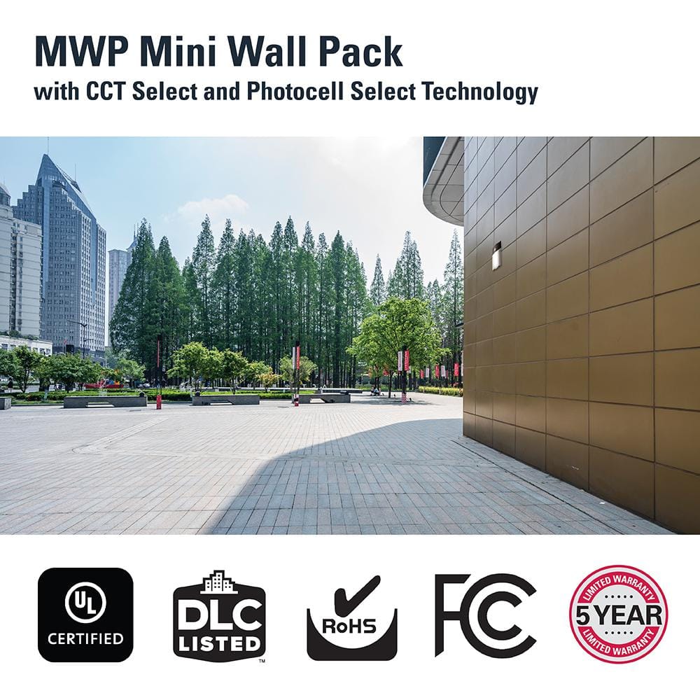 150- Watt Equivalent, Integrated LED, Bronze Finish, Dusk to Dawn Mini Wall Pack Light, Selectable CCT 3000K/4000K/5000K - Hercitys