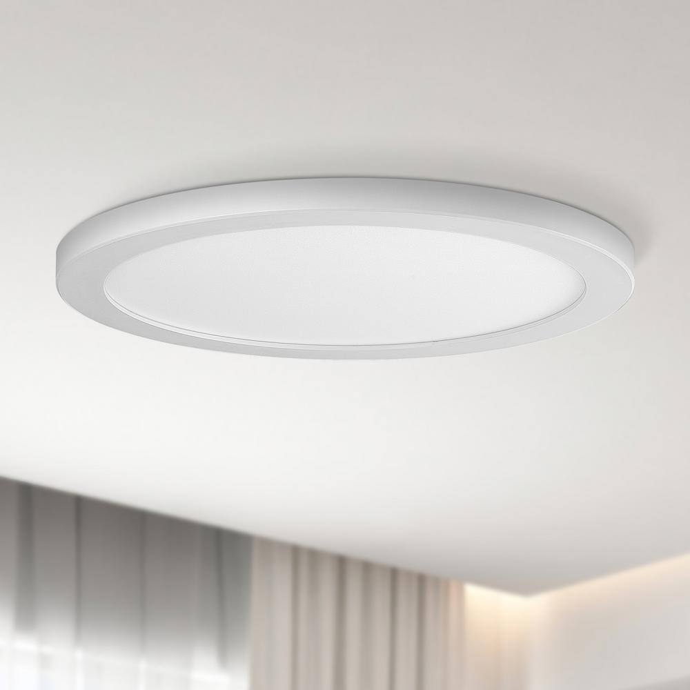 12 in. White Round Flat 3000K 4000K 5000K Dimmable LED Flush Mount Ceiling Light Closet Bathroom Hallway Lighting - Hercitys