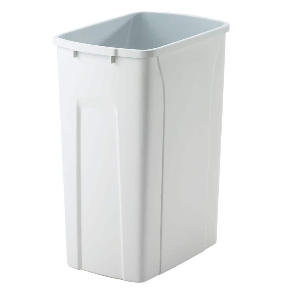 18 in. H x 14 in. W x 9 in. D Plastic 35 Qt. Replacement Pull Out Trash Can in White - Hercitys