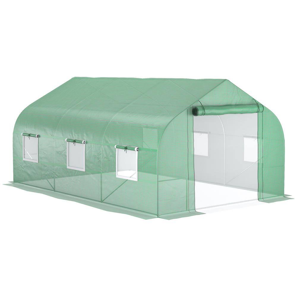138 in. W x 117.6 in. D x 81.6 in. H Green Walk-In Greenhouse - Hercitys