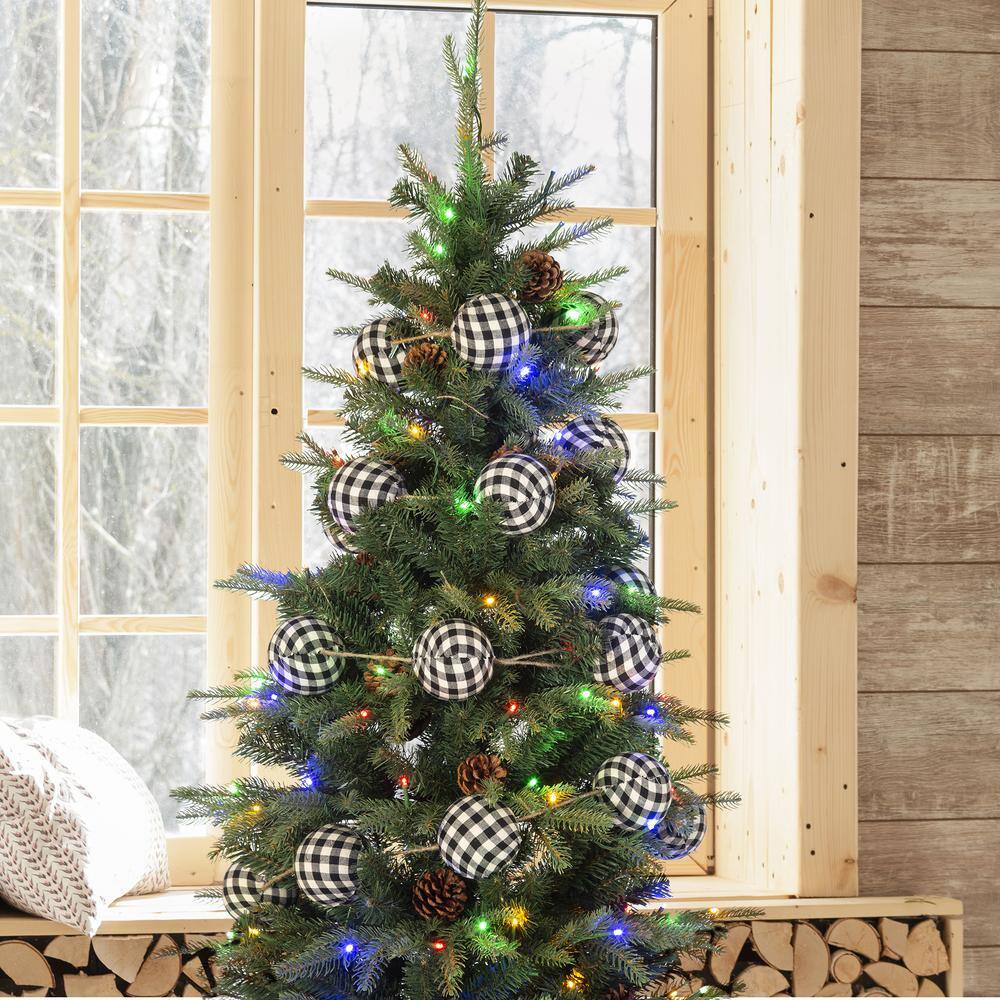 2-Pack 72 in. Black and White Plaid Fabric Garland - Hercitys