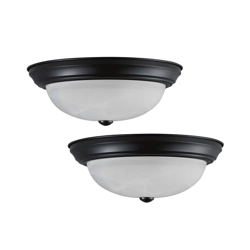 15 in. 3-Light ORB Transitional Flush Mount with Frosted Glass Shade and No Bulbs Included (2-Pack) - Hercitys