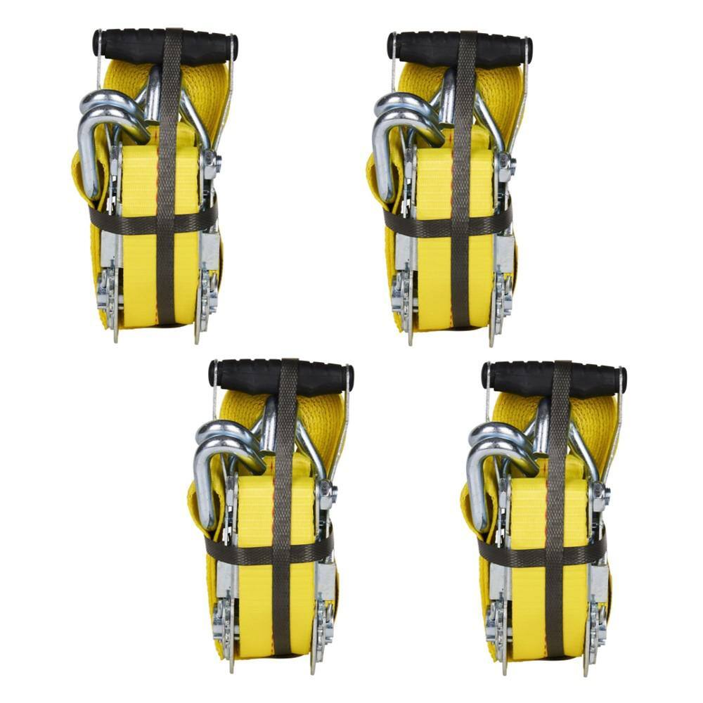 2 in. x 16 ft. 3333 lbs. Heavy-Duty Ratchet Tie Down Strap (4-Pack) - Hercitys